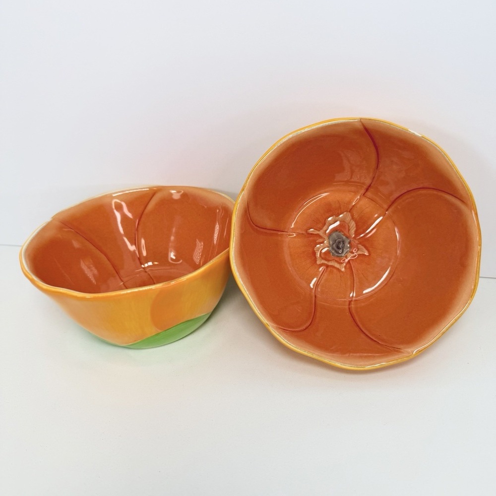 Lenox - Floral Fusion Tangerine- Dessert Bowls- 2 Discontinued